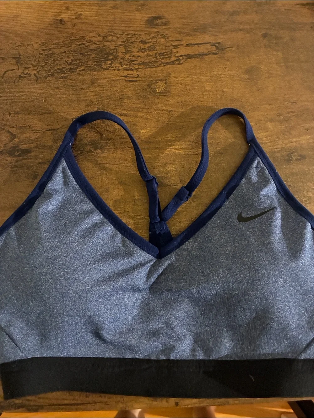 Nike Heathered Blue and Navy Racerback Sports Bra